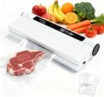 Food vacuum sealer, 75 kPa ，Compact Vacuum Sealer, equipped with a digital timer, Dry/Wet,sealing, including 20 Vacuum Sealer Bags, The chef's ideal food saver - Image 2