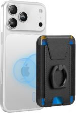 For Magsafe Wallet with Grip, 6-Card Holder, Stronger Magnetic Card Wallet Holder for iPhone 17/16/15, iPhone 14/13/12 Series, Leather Magnetic Phone Wallet with Privacy Flap, RFID Blocking, Black - Image 2