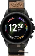 Fossil Men's Gen 6 44mm Stainless Steel and Cork Touchscreen Smart Watch, Stainless steel, Color: Black, Camo (Model: FTW4063V) - Image 2