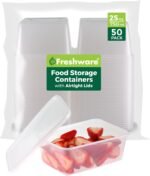 Freshware Food Storage Containers [50 Set] 25 oz Plastic Deli Containers with Lids, Slime, Soup, Meal Prep Containers, BPA Free, Stackable, Leakproof, Microwave, Dishwasher and Freezer Safe - Image 2