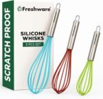 Freshware Silicone Whisk, Silicone Cooking Utensil Set, Silicone Whisks for Cooking, Non-Scratch Hand Whisks for Kitchen Essentials, Set of 3 - Image 2