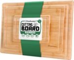 Freshware Wood Cutting Boards for Kitchen - Bamboo Cutting Board Set of 3, Cutting Boards with Juice Grooves, Serving Board Set, Chopping Board for Meat, Veggie, Easy Grip Handle (9x6", 12x8", 15x10") - Image 2