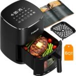 Fullwill Air Fryer with Viewing Window 6QT,5-in-1 Multi-Function(Air Fry,Roast,Bake,Reheat,Dehydrate) plus 7 One-Touch Presets for Wings,Fries,Steak and More,95% Less Oil Cooking for Families - Image 2