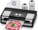 Fully Automatic Vacuum Sealer, 95Kpa Powerful Food Vacuum Sealer Machine, Auto Dry-Wet Detection | Bag Cutter | 2 Rolls Bags & 100 Pcs Precut Bags | Effortless Operation, Silver - Black - Image 2