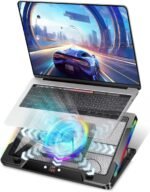 G-STORY Gaming Laptop Cooling Pad with Movable Fan and Automatic Speed Adjustable by Temperature,Music Sync RGB Light,Low Noise Laptop Cooler 3 Speed 1500/1750/2000RPM(140MM) Stand 12–18" Notebook - Image 2