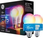 GE Cync Dynamic Effects A19 LED Smart Light Bulbs, Bluetooth and WiFi Color Changing Lights with Music Sync, Compatible with Alexa and Google Home (2 Pack) - Image 2