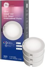 GE Cync Reveal HD+ Smart Undercabinet Puck Light Fixtures, Color Changing Undercab Puck Lights, Smart Wi-Fi Kitchen Lights, Works with Alexa and Google Home, 3-in (3 Pack) - Image 2