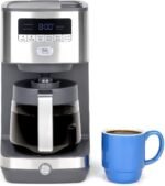 GE Drip Coffee Maker With Timer | 12-Cup Glass Carafe Coffee Pot With Adjustable Keep Warm Plate | Wide Shower Head for Maximum Flavor | Kitchen Essentials | Stainless Steel - Image 2