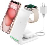 GEEKERA 3 in 1 Wireless Charging Station for Apple, Fast Wireless Charger Stand Dock for iPhone 17 16 15 14 13 12 11 Pro Max Plus XR XS X, Apple Watch Ultra/11/10/9/SE/8/7/6/5/4/3/2, AirPods Pro/4/3/2 - Image 2