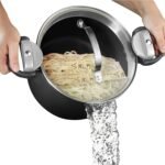 GOTHAM STEEL 5 Qt Ceramic Stock Pot Multipurpose Pasta Pot with Strainer Lid & Twist and Lock Handles, Perfect for Soup, Spaghetti, Rice, Dishwasher Safe - BLACK - Image 2