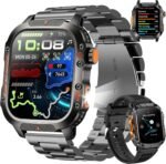GPS Smart Watch for Men (Answer/Make Calls), 2.01'' Military Rugged Smartwatches for Android iPhone Fitness Tracker with Compass/10 Days Battery/Heart Rate/Sleep/100+ Sport Modes(2 Straps) - Image 2