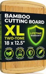 GREENER CHEF Organic Lightweight, Durable Extra Large Bamboo Cutting Board (18") - Non Toxic Wood Chopping Board with Juice Groove for Kitchen, Meat, Vegetables, and Food Prep - Image 2