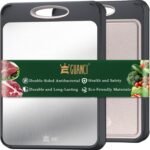 GUANCI Cutting Board for Kitchen, Stainless Steel Cutting Board Double Sided for Chopping Meat/Vegetables, Stainless Steel/Wheat Straw PP, Kitchen Gifts Easy to Clean Large 16”×11” - Image 2