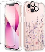 GVIEWIN for iPhone 13 Case Floral, with Screen Protector&Camera Lens Protector,[Non Yellowing] Soft Shockproof Clear Phone Protective Cover for Women, Flower Pattern Design 6.1", Floratopia/Colorful - Image 2