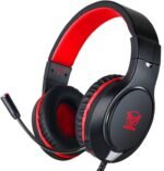 Gaming Headset for Nintendo Switch, Xbox One, PS4, PS5, Bass Surround and Noise Cancelling with Flexible Mic, 3.5mm Wired Adjustable Over-Ear Headphones for Laptop PC iPad Smartphones (Red-Black) - Image 2