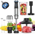 Ganiza Immersion Blender Handheld, 6 in 1 Hand Blender Stainless Steel Blade, 15 Speed Stick Blenders Electric, 800ml Mixing Beaker, 600ml Chopper, Whisk, Frother, Potato Masher - Image 2