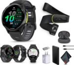 Garmin Forerunner 970 Running Smartwatch, GPS Fitness Smart Watch for Men and Women, Carbon Gray DLC Titanium with Black Case/Translucent Whitestone Band​​ + Access 600 Fitness Monitor XS-S​​ + More - Image 2