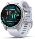 Garmin fēnix® 8 – 43mm, AMOLED, Premium Multisport GPS Smartwatch, Long-Lasting Battery Life, Dive-Rated, Built-in LED Flashlight, Silver with Whitestone Band - Image 2