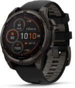 Garmin fēnix® 8 – 47 mm,Solar,Sapphire,Premium Multisport GPS Smartwatch, Long-Lasting Battery Life,Dive-Rated, Built-in LED Flashlight, Carbon Gray DLC Titanium Bezel Black/Pebble Gray Silicone Band - Image 2