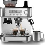 Garvee Espresso Machine Built-In Grinder, High Power Milk Frother, Digital LCD, Stainless Steel (Single/Double Brew) - Image 2