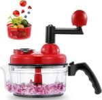 Geedel Hand Food Chopper, Quick Manual Vegetable Processor, Easy To Clean Rotary Dicer Mincer Mixer Blender for Onion, Garlic, Salad, Salsa, Nuts, Meat, Fruit, Ice, etc - Image 2