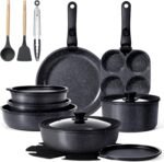 GiPP Ceramic Pots and Pans Set Non Stick, Nonstick Detachable Handle Cookware Sets, Healthy Non Toxic PFAS PFOA & PTFE Free, Dishwasher ＆Oven Safe, Induction Kitchen Pot and Pan, 21 Piece Grey - Image 2