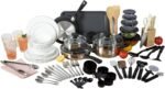 Gibson Home 74 Piece Kitchen in a Box Pots and Pans Cookware, Plates and Bowls Dinnerware, Cutlery Knife Block, Flatware Utensils, Tools & Gadgets, Storage, Glasses Set - Image 2