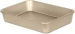 Glad Baking Pan Nonstick - Oblong Metal Dish for Cake and Lasagna - Heavy Duty Carbon Steel Bakeware, Small, Gold - Image 2