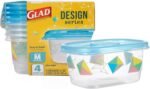 Glad GladWare Design Series Food Storage Containers - Medium Rectangle - Meal Container Holds up to 24 Ounces of Food - Lock Tight Seal, 4 Count - Image 2
