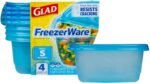 Glad GladWare Freezerware Food Storage Containers - Small Rectangle - Meal Container Holds up to 24 Ounces of Food - Lock Tight Seal, 4 Count - Image 2