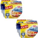 GladWare Entrée Food Storage Containers with Glad Lock Tight Seal | BPA Free | Medium Square Plastic Containers Hold Up to 25 Ounces of Food, 5 Count - 2 Pack - Image 2