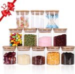 Glass Jars Set,Upgrade Spice Jars with Wood Airtight Lids and Labels, 6oz 12 Piece Small Food Storage Containers for Home Kitchen, Tea, Herbs, Sugar, Salt, Coffee, Flour, Herbs, Grains… - Image 2