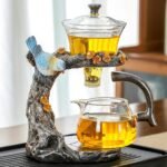 Glass Kungfu Teapot Set Tea maker with Infuser Semi Automatic Tea Set (Blue bird) - Image 2