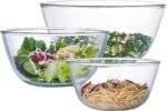 Glass Mixing Bowl Set of 3 for Kitchen, Baking, Prepping, Serving, Cooking 1.1QT, 2.5QT, 4.2QT Large Salad Bowl Set, High Brosilicate Bowl Set, Stackable, Non-toxic, Microwavable, Great Gift - Image 2