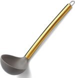Gold Ladle, Berglander Non-stick Silicone Kitchen Ladle With Titainium Gold Plating handle, Soup Ladle, Cooking Ladle Soup Spoon For Cooking, Dishwasher Safe, Easy to Clean - Image 2
