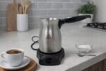 Golden Star Adjustable Electric Coffee Maker – 6 Cup Stainless Steel Jazve with Folding Handle & Cordless Heating Base – Armenian & Middle Eastern Coffee Pot, 110–120V - Image 2