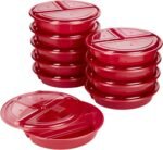GoodCook Meal Prep Containers Set Microwave & Dishwasher-Safe Round Food Organizers with Labeled Compartments BPA-Free Food Storage Set with Snap Shut Lids Portion Control, 10-Pieces, Red - Image 2