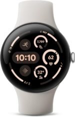 Google Pixel Watch 3 (45mm) 2024 Model - Android Smartwatch, Heart Rate Tracking, Fitbit Advanced Running, Fitness Insights, 24-Hour Battery - Polished Silver Aluminum Case - Porcelain Band - Wi-Fi - Image 2