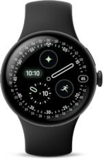 Google Pixel Watch 4 (45mm) - Android Smartwatch with Heart Rate and Sleep Tracking - 40-Hour Battery - Fitness Tracking - Google AI - Matte Black Aluminum Case - Obsidian Active Band - Wi-Fi - Image 2