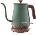 Gooseneck Electric Kettle, Electric Tea Kettle Stainless Steel, Pour over kettle for Coffee, 1000W Hot Water Kettle Electric Auto Shut Off, 0.8L, Wood-like Grain Finish Handle, Matcha Green - Image 2
