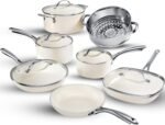Gotham Steel 12 Pc Ceramic Cookware Set Nonstick, Ceramic Pots and Pans Set Non Stick with Steamer for Cooking, Non Toxic PFOA PFOS Free, Premium Stay Cool Handles, Oven & Dishwasher Safe - Image 2
