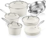 Gotham Steel Hammered 15 Pc Ceramic Cookware Set Nonstick, Pots and Pans Set Non Stick with Induction Cookware, Cooking Utensils & Steamer, Non Toxic PFOA PFOS Free, Oven & Dishwasher Safe - Image 2