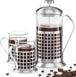 Gourmia GCM9830 French Press Coffee Maker Set 600 ml French Press Coffee Brewer With 2 Matching Stainless Steel Drinking Cups - Image 2