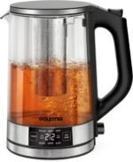 Gourmia Programmable Digital Glass Kettle – 1.7L Adjustable Temperature Electric Kettle with 6 Presets, Keep Warm, Stainless Steel Tea Infuser, 360° Swivel Base, Black - Image 2