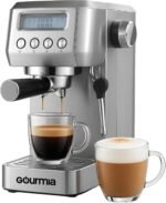 Gourmia Slim Espresso Machine with LCD Screen - Milk Frother, Adjustable Temperature, Manual & Auto Brew, Single/Double Shot, Hot Water Dispenser, Descaling Mode, Compact - Image 2