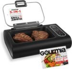 Gourmia Smokeless Indoor Grill - Air Fryer Combo with Smoke Extractor, 5 Cooking Presets, Grill, Air Fry, Roast, Bake, Dehydrate, Countertop Cooker, Glass Lid - Image 2