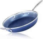 Granitestone 14 Inch Frying Pan with Lid, Large Non Stick Skillet for Cooking, Frying Pans Nonstick, Ultra Durable Mineral and Diamond Coating, Family Sized Open Skillet, Oven/Dishwasher Safe, Blue - Image 2