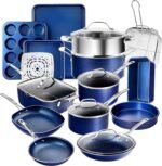 Granitestone Ceraluxe 20Pcs Ceramic Cookware Set Nonstick, Complete Pots and Pans Set Non Stick with 5 Pc Bakeware Set, Deep Frying Pan Set, & Steamer, Non Toxic PFOA Free, Oven & Dishwasher Safe - Image 2