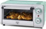 GreenLife Countertop Toaster Oven Air Fryer Stainless Steel, Healthy Ceramic Nonstick, PFAS Free, Tray & Basket, Bake, Broil, Reheat, Adjustable Temp & Time Control, Auto Shutoff, Turquoise - Image 2