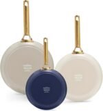GreenPan 3 Piece Ceramic Cookware Set, Non Stick Frying Pans (8” 10” & 12” Skillets), PFAS-Free Non-Toxic Induction Cookware, Hard Anodized, Kitchen Pots, Dishwasher Safe, Navy, Taupe, Cream - Image 2